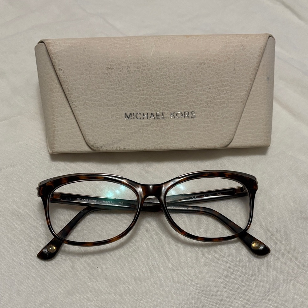 Michael Kors Brown Tortoise Glasses with Cream Case